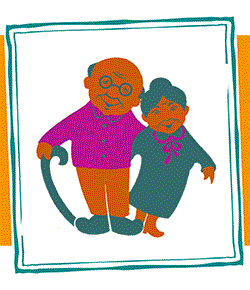 cartoon elderly couple