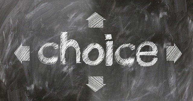 choices written on black board with arrows